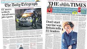 Doctors warn on self medication. Newspaper Headlines Tussle Over Covid Vaccines And Fiery Protest Pictures Bbc News