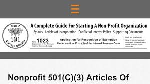 Nonprofit 501 C 3 Articles Of Incorporation Sample How To Write One Non Profit Article Writing Internal Revenue Code