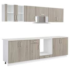 Vidaxl Vidaxl Meubles De Cuisine 8 Pcs Avec Hotte Aspect De Chene Rangements Placards Et Tiroirs Rue Du Commerce