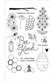 A black and white outline usable as a template. Flora And Fauna Bee Kind Clear Stamp Set 20164 Doodle Art Journals Flower Doodles Bee Drawing