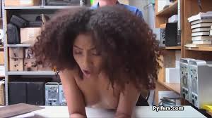 Curly ebony teen bends over for officers throbbing cock - XNXX.COM