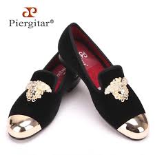 New Fashion Gold Top And Metal Toe Men Velvet Dress Shoes Men Handmade Men S My Threadcreed Versace Shoes Dress Shoes Loafers Men