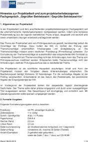 Technische betriebswirte ihk sind die bindeglieder an der schnittstelle zwischen dem technischen und kaufmännischen funktionsbereich eines unternehmens. Hinweise Zur Projektarbeit Und Zum Projektarbeitsbezogenen Fachgesprach Geprufter Betriebswirt Geprufte Betriebswirtin Pdf Kostenfreier Download
