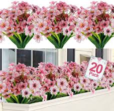 If you want to give your silk flowers a new look, you can dye we will be decorating for an outdoor wedding with dyed flowers. Buy Turnmeon Artificial Fall Flowers Outdoor Uv Resistant Plastic Plant Silk Flower Faux Fake Flower Greenery Shrub Plant Indoor Outdoor Hanging Planter Home Garden Porch Window Box Decor Pink 20 Online In