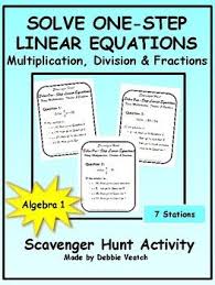 Solve One Step Linear Equations Multiply Divide Fractions Distance Learning Linear Equations Activity Linear Equations Algebra Activities
