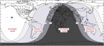 The bright area in the middle will see the whole eclipse; Chandra Grahan 2021 In India Lunar Eclipse Dates And Time In 2021 In India Chandra Grahanam Hindu Blog