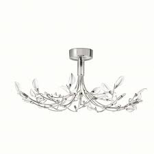 Filigrane Deckenleuchte Florales Design Weiß In Chrom Glas