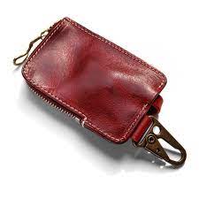 leather key holder with pull strap key chain key pouch handmade key case unisex leather car key bag red thanksgiving gift key pouch leather key leather