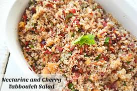Nectarine Cherry Tabbouleh Salad Opera Singer In The Kitchen Recipe Tabouli Recipe Tabbouleh Salad Tabbouleh