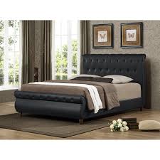 Baxton Studio Ashenhurst Upholstered Sleigh Bed Modern Sleigh Beds Queen Upholstered Headboard Full Size Upholstered Headboard
