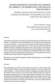 Los ejemplos de currículum más profesionales deben incorporar la información clave en la que su una descripción personal es un texto resumen que habla de usted y en el que es capaz de captar la atención de la persona que lea su currículum. Manos Inhabiles E Historia Del Espanol De America Un Ejemplo De La Nicaragua Dieciochesca Ramirez Luengo Anuario De Letras Linguistica Y Filologia