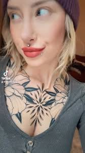 Just a little obsessed with my chest piece 😍, #girlswithtattoos  #inkedgirls #chesttattoo #ink #blackandgreytattoo #girlswithpiercings #fyp 