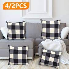 Check spelling or type a new query. Eeekit Farmhouse Decor Pillow Covers 18 X18 Black White Buffalo Checkered Plaid Throw Pillow Covers Set Of 4 2 Tartan Linen Soft Cushion Covers For Home Sofa Couch Decoration Outdoor Camping Walmart Com