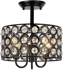 Semi flush ceiling lights mount to the ceiling by a canopy and the shade is slightly suspended instead of it being mounted flush against the ceiling. Buy Hmvpl 3 Light Crystal Ceiling Lamp Modern Semi Flush Mount Pendant Lighting Fixtures For Kitchen Island Dining Room Foyer Hallway Entryway Farmhouse Closet Online In Indonesia B07y14llhp