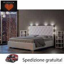 Prodotto italiano nella versione con pistoni semplice e a doppio movimento. Di Notte Store Letto Contenitore Matrimoniale Led Lumia Ecopelle Bianco