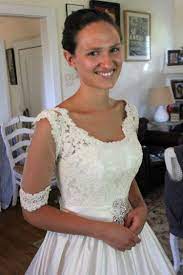 Adding A Lace Overlay With Sleeves To A Strapless Wedding Gown Wow Wedding Gowns Lace Wedding Dresses Informal Wedding Dresses