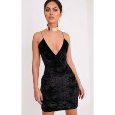 Jo Black Strappy Crushed Velvet Bodycon Dress 19 Liked On Polyvore Featuring Dresses Black Plunge Velvet Bodycon Dress Velvet Dress Short Velvet Clothes