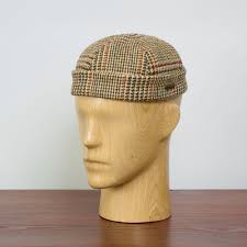 DOCKER Harris Tweed Beanie Cap Pure Scottish Wool Sailor Hat Stevedore Dock  Worker Military Fisherman Ribbed Knit Winter Classic BEIGE