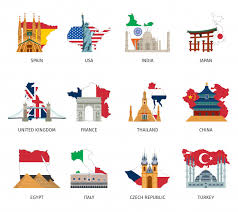 Presented textures containing in the archive are for free for any usage except from sale. Free Vector Countries Flags Landmarks Flat Icons Set