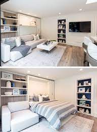 The freestanding murphy bed desk does not have to be mounted to the wall, so it can be used in any space. Converting Sofa Chaise To A Queen Size Murphy Bed Celebrity Iou Space Saving Furniture Bedroom Resource Furniture Murphy Bed
