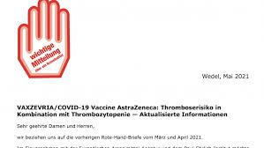Betroffen waren auch personen, die bereits am syndrom erkrankt waren. Rote Hand Brief Zu Vaxzevria Covid 19 Vaccine Astrazeneca Juni 2021 Bkf Tv