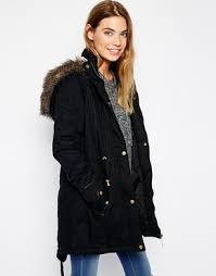 Brave Soul Parka Jacket With Faux Fur Trim Hood Brave Soul Cotton Twill Parka With Oversized Fur Trimmed Hood Black Parka By Brave Soul Heavyweight Tw Lederjacke Frauen Damen Trenchcoat Wintermantel Damen