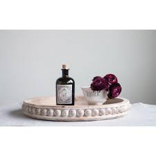 Jossandmain.com has been visited by 100k+ users in the past month Round Whitewash Beaded Edge Wood Tray Laurier Blanc Unique Home Decor From Around The World