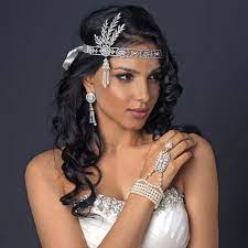 Great Gatsby Inspired Art Deco Wedding Headband Gatsby Hairstyles For Long Hair Gatsby Hair Gatsby Headband