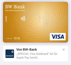 Mit der bw basic visa card orange (debitkarte) auf guthabenbasis haben junge kunden ihre kosten immer. Matthias Schroter On Twitter Das Warten Hat Ein Ende Ab Heute Sind Die Bw Bank Visa De Karten Fur Apple Pay Freigeschaltet Vielen Dank An Alle Kolleg Innen Fur Die Letzten Wochen Und Monate Applepay