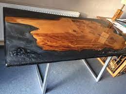 Dining Table Live Edge Epoxy Resin Liquid Glass Designer Bespoke River Table Custom Made Wood Slab Table Lhandmade Uk Luxury Table Ash Wood Slab Table Curved Table Wood Slab