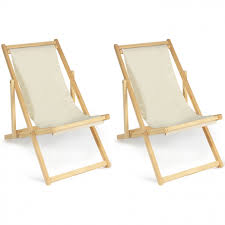 À partir de 10 pièces. Chaises Longues Pliantes Pas Cher Bois Et Toile Ecrue Lot De 2 Id Market