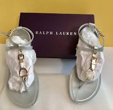 Ralph Lauren Thong Sandals Silver Jelly Size 8 New In Box Original Price  $195