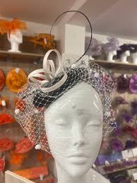 Wedding Veil Black Pillbox Hat With Birdcage Veil CARMEN Black Pillbox Hat  With Birdcage Veil And