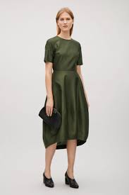 Cos Image 1 Of Dress With Cocoon Skirt In Olive Green Black Tie Event Dresses Short Sleeves Dress Formal Black Tie Dress