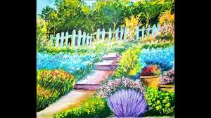 Easy And Simple Flower Garden How To Draw Garden Scenery Step By Step Garden Painting Landscape Artist Easy Landscape Paintings