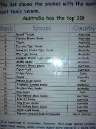 A List Of The Deadliest Snakes In The World The Top 10 Are From Oz Bluies Australia Traveling By Yourself 10 Things List