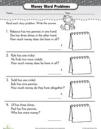 Penny Nickel Dime Word Problems Worksheet Education Com Money Word Problems Word Problems Word Problem Worksheets