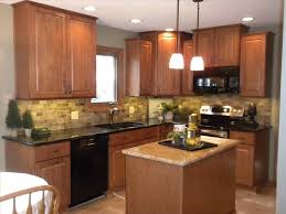 Black Stainless Steel Appliances With Oak Cabinets Colors And Countertops Popular Small Design Kitchens Light W Brown Kitchen Cabinets Oak Kitchen Oak Cabinets
