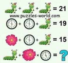 Calculate the value of the blue car? Caterpillar Flower Clock Puzzle Puzzles World