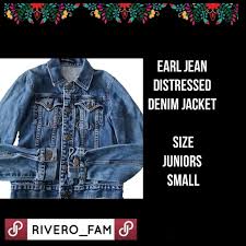 EARL JEAN| DISTRESSED DENIM JACKET| SIZEJUNIORS SMALL