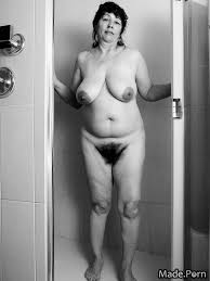 Porn image of thick shower hairy gigantic boobs nude woman voyeur created  by AI