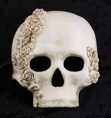 Fabriquer des masques et d'autres objets en papier mâché avec les enfants, c'est amusant. Masque De Venise Tete De Mort Et Les Roses Blanc En Papier Mache 2115 Ebay