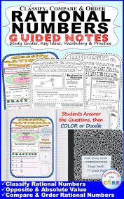 Have Your Students Use These Guided Notes To Review Key Ideas And Essential Vocabulary On Cla Order Rational Numbers Rational Numbers Math Interactive Notebook