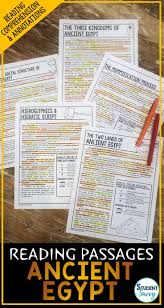 Ancient Egypt Reading Passages Questions Annotations Ancient Egypt Lessons Reading Passages 6th Grade Social Studies