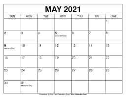 If you'd like a calendar that you can edit and customize, browse vertex42 to find a 2021 or 2022 calendar template for excel! Free Printable May 2021 Calendars