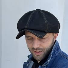 SALEVIGO 60cm Denim Newsboy 8 Panels Cap Spring Newsboy Paperboy Retro  Resistance Liberte Stage Rock Applejack Hooligan BLACK