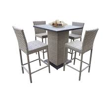 From small bistro sets to garden tables large enough to fit a small army, it's easy to incorporate a outdoor table and chair set into your backyard. Oasis Pub Table Set With Barstools 5 Piece Outdoor Wicker Patio Furniture Overstock 21830195