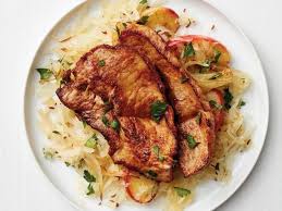 Paprika Pork Scallopini With Sauerkraut And Apples Recipe Pork Entrees Pork Scallopini Paprika Pork