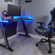 Rgb led allows you to choose red, green, yellow, or blue light or opt for the slow fade mode to glide across the spectrum. X Rocker Gamingtisch Sony Playstation Borealis Aluminium Carbon Gaming Tisch Pc Schreibtisch Mit Blauer Led Beleuchtung Kabelmanagement 120 X 60 X 74 Cm Online Kaufen Otto