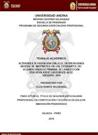 Actividades De Asociacion Con Jclic En Operaciones Basicas De Matematica En Los Estudiantes Del Segundo Grado De Primaria De La Institucion Educativa Jorge Luis Borges 40157 Arequipa 2018